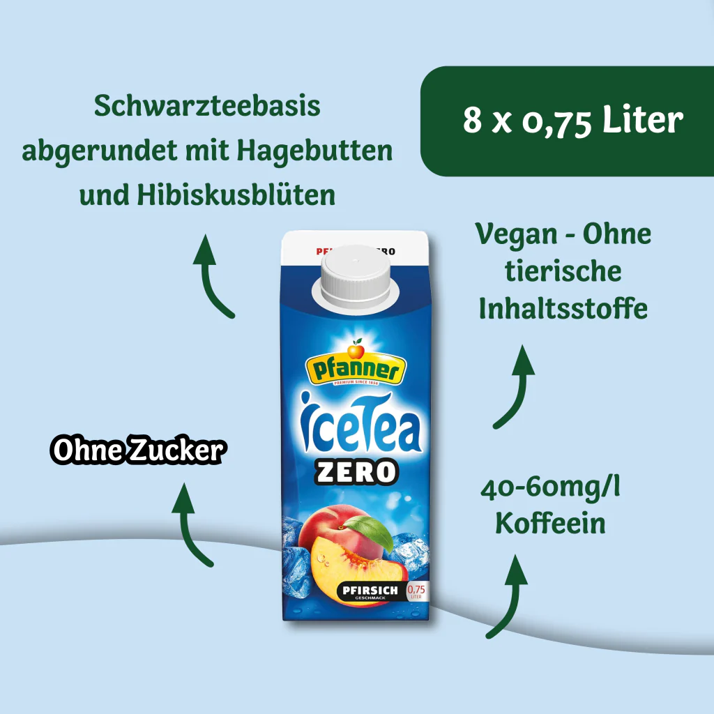 Pfanner Eistee Pfirsich ZERO - 8x0.75L - Image 4