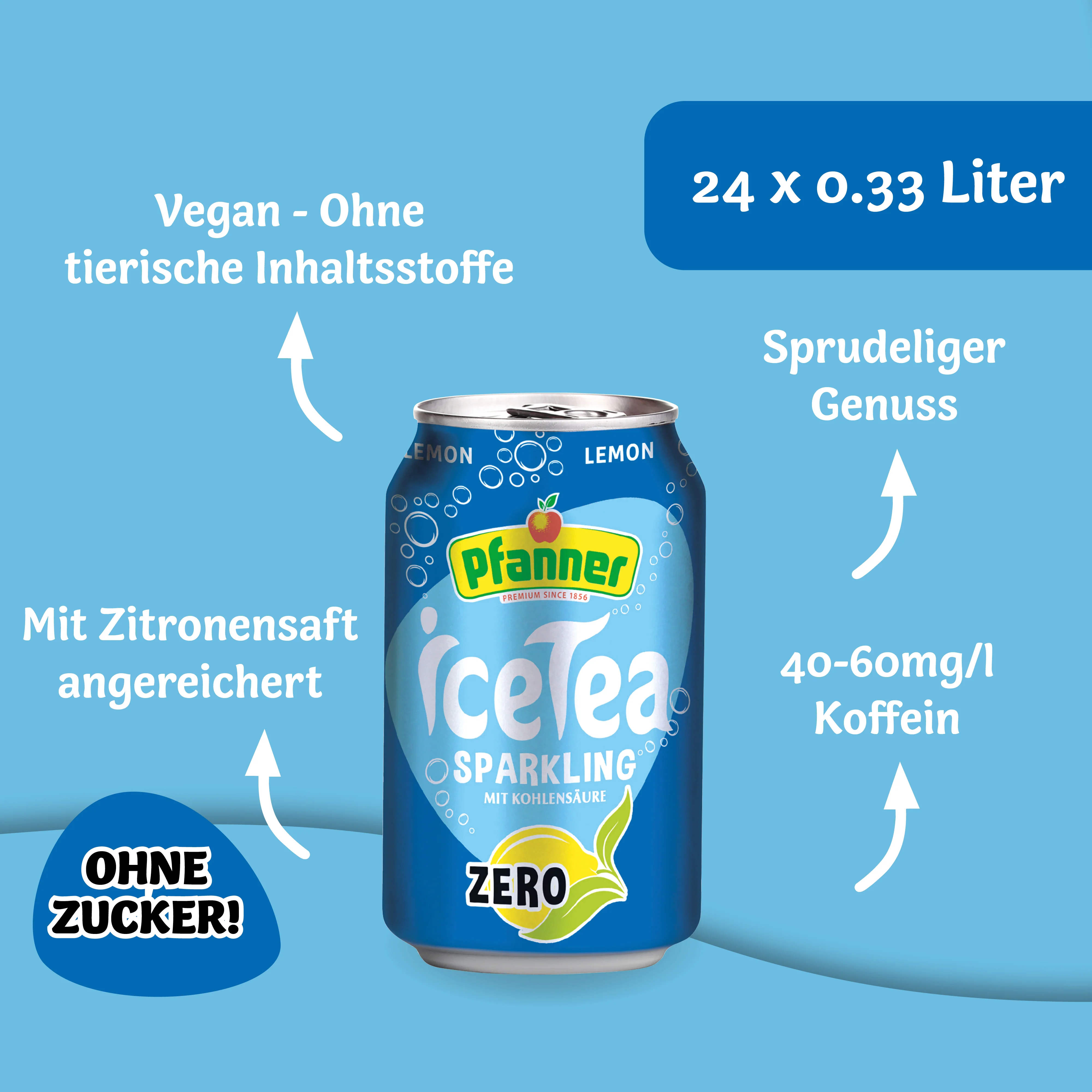 Pfanner Eistee Sparkling Zitrone Zero - 24x0.33L - Image 4